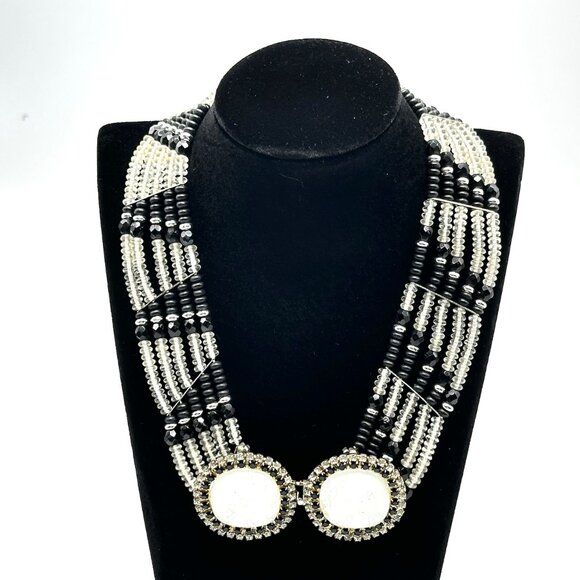 Vintage Art Deco Style Multi-Strand Glass Beaded Statement Necklace — MCM — EUC - Picture 2 of 8